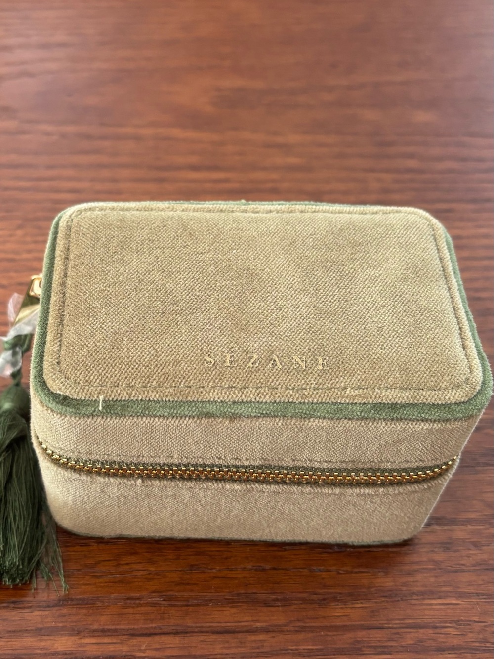 Sézane Olive Green Travel Jewelry Box with Tassel - NEW